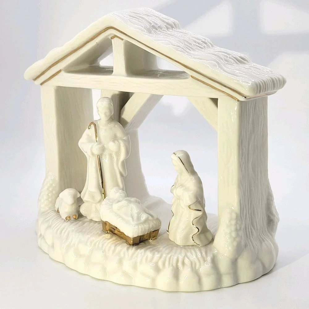 Mikasa Holiday Elegance Nativity Tealight Holder Off-White‎ Fine China Christmas